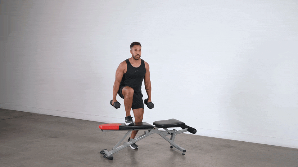 Dumbbell step-up demonstration