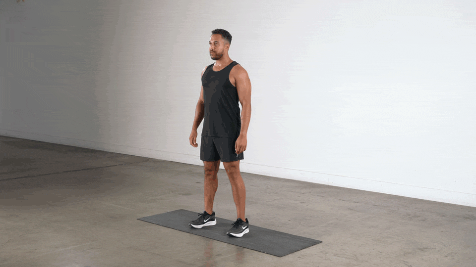 Dynamic squat stretch demonstration